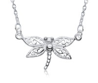 Grand Dragonfly Designed Silver Necklace SPE-3385